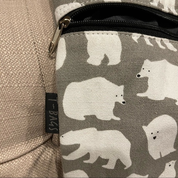𝅺t-bags Polar Bear Print Drawstring Back Pack with Extra Zipper pocket - Picture 5 of 7